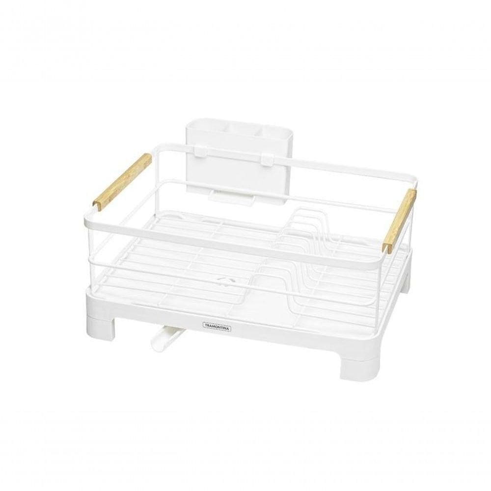 Escorredor De Louça Tramontina Plurale Branco Com Secador E Porta Talheres