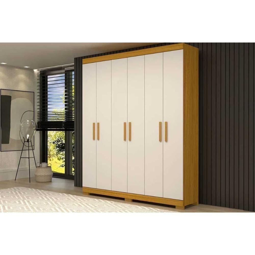 Guarda Roupa 6 Portas E 2 Gavetas Lana Cinamomo/off White - Acp