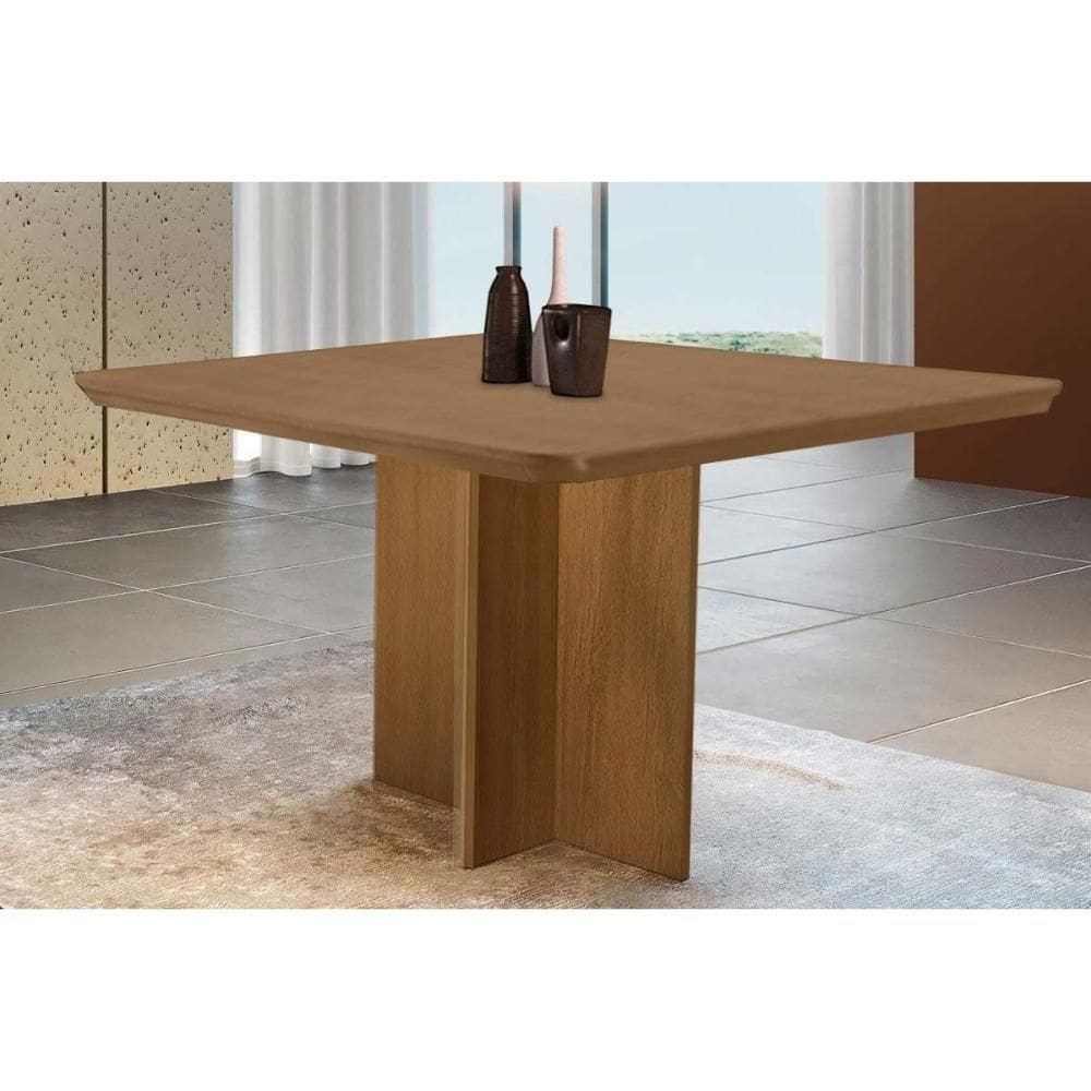 Mesa De Sala Jantar Berlim C/ Tampo Madeirado C/ Canto Curvo 90x90cm Naturale/naturale - Rufato