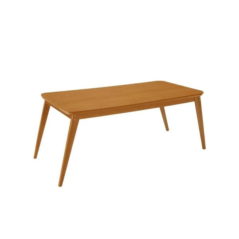 Mesa De Sala Jantar Havana Madeira Maciça C/ Tampo Madeirado C/ Canto Curvo 180x90cm Naturale - Rufato