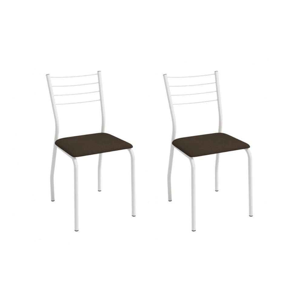 Cadeira Sala De Jantar Malta 2c140br Aço Kit 2 Un Branco/suede Capuccino - Kappesberg