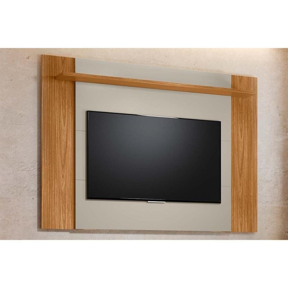 Painel Home P/ Tv Até 60 Pol Tulum Extensivel C/ 1 Prateleira 160 Ou 180x150cm Nature/off White - Linea Brasil