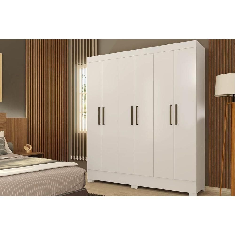 Guarda Roupa Casal 6 Portas E 2 Gavetas Verso Branco - Demóbile