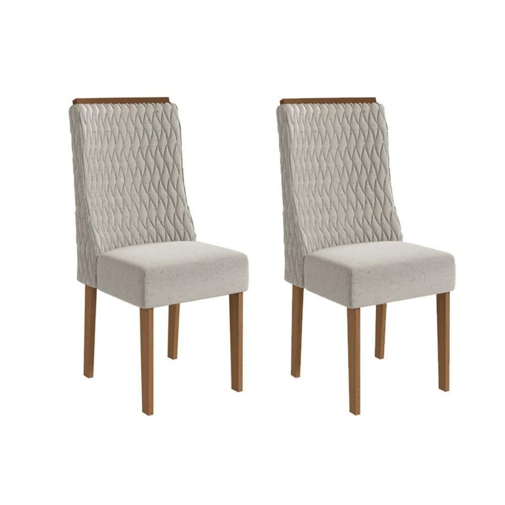 Cadeira Sala De Jantar Jasmim 2cad158 Madeirado Kit 2 Un Canela/linho Bege Caqui - Kappesberg