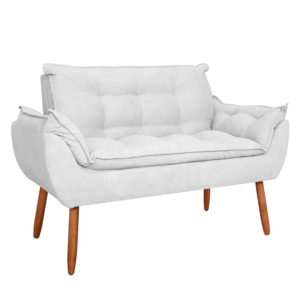 Sofá 2 Lugares Orgânico Bouclê Off White - Balaqui Decor