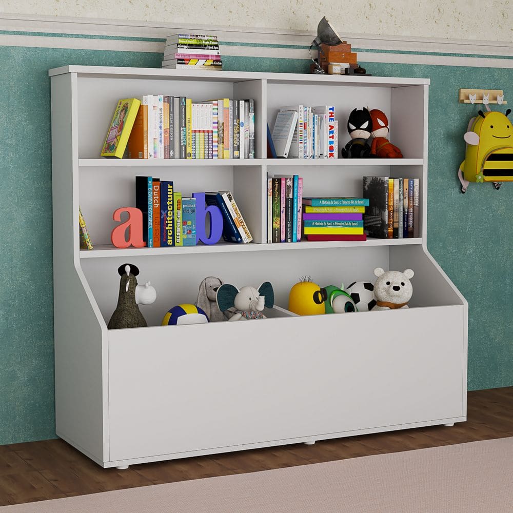 Estante Infantil Multifuncional Organizadora Porta Treco Nichos E Baú