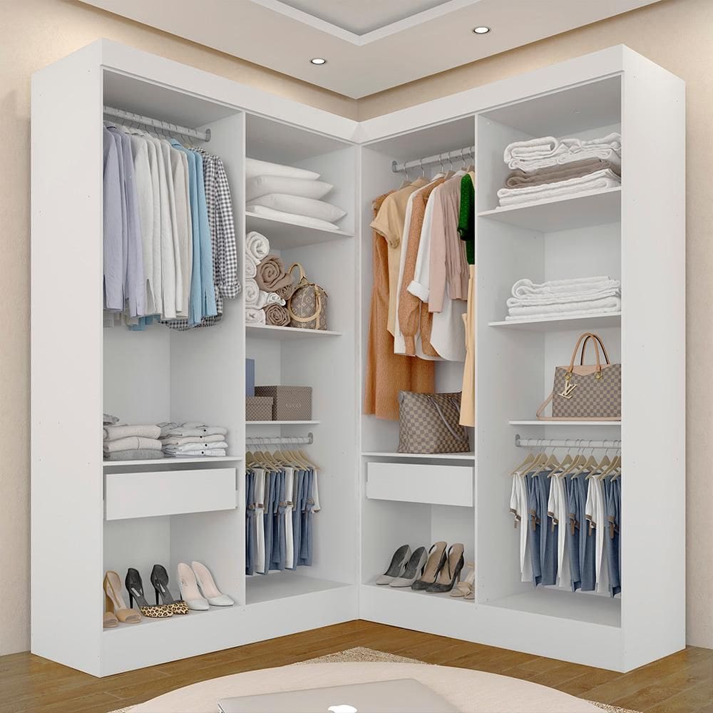 Closet Modulado Ambar 167x165,5 Com 4 Cabideiros E 2 Gav. Branco - M.a