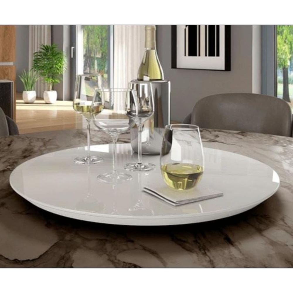 Prato giratório laqueado para servir na mesa 70 cm Off White