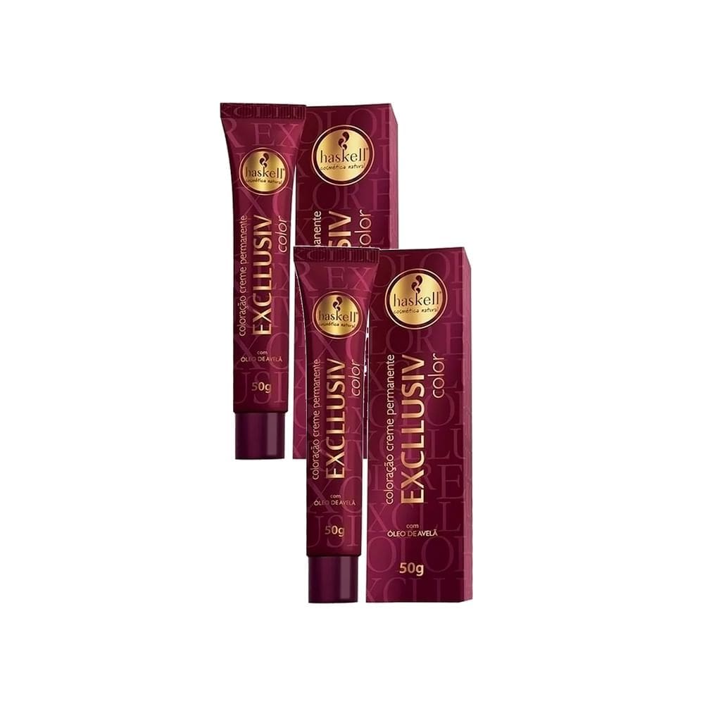 Kit 2 Tintura Creme Haskell Excllusiv Color Louro Médio 7.0 50g