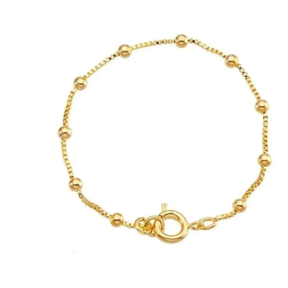 Pulseira Infantil Folheada A Ouro 18K Semi Joia Com Bolinhas