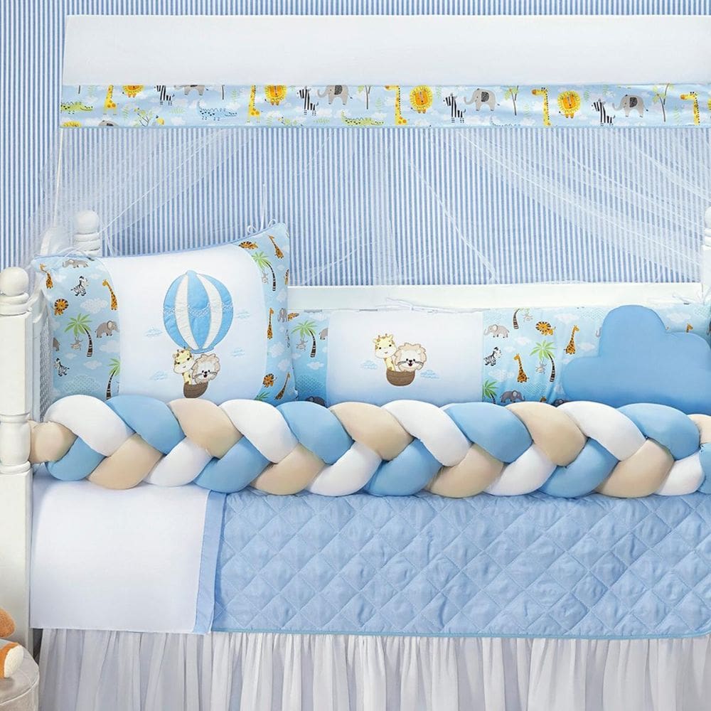 Kit Berço Safari Menino 11 Peças Estampado Bichinhos +