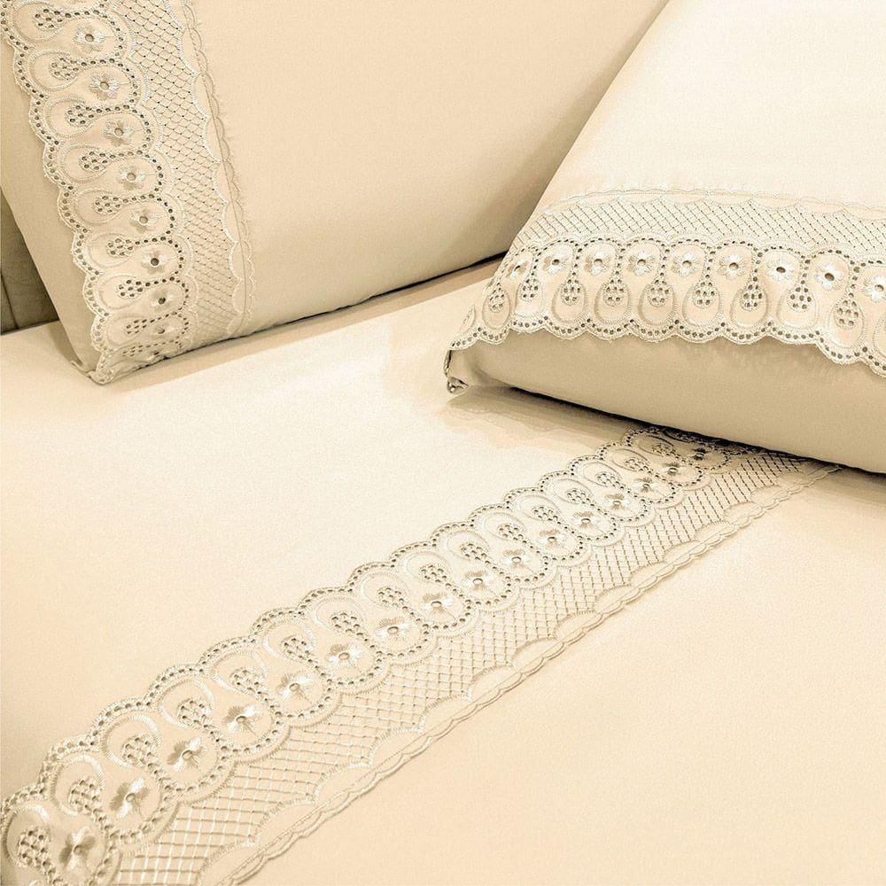 Jogo De Cama Lençol Queen D Mais 4 Peças - Palha - 100% Poliéster