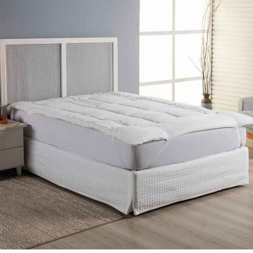 Protetor Colchão Pillow Top Casal Queen Micropercal 400 Fios 100% Poliéster Extra Macio - Branco
