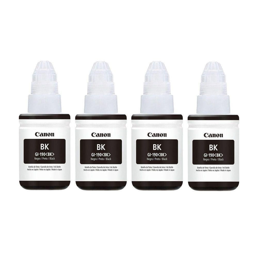 Kit 04 Refil Preto Tinta autêntico Canon G190 Gi190 Gi-190 G1100 G2100 G3100 G3102