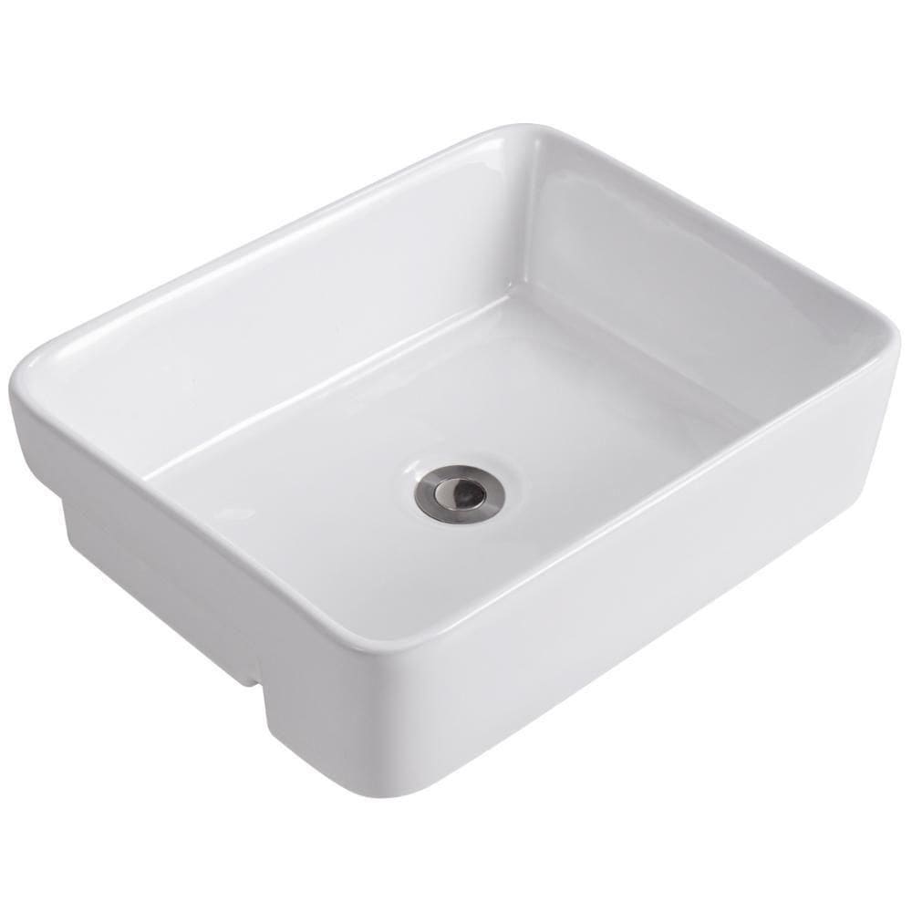 Cuba Pia Semi Encaixe Retangular Para Banheiro/lavabo 48x37cm Lume Zagonel Louças - Sem Deck - Branco