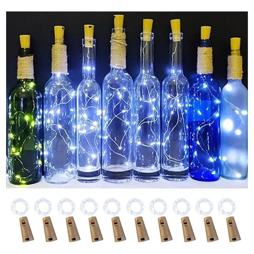 2X Kit 10 Branco Frio Fio Fada Cordão De Luz Bateria 2M 20 L