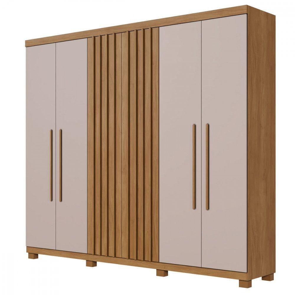 Guarda-roupa 6 Portas Millano Cinamomo Off White Ripado