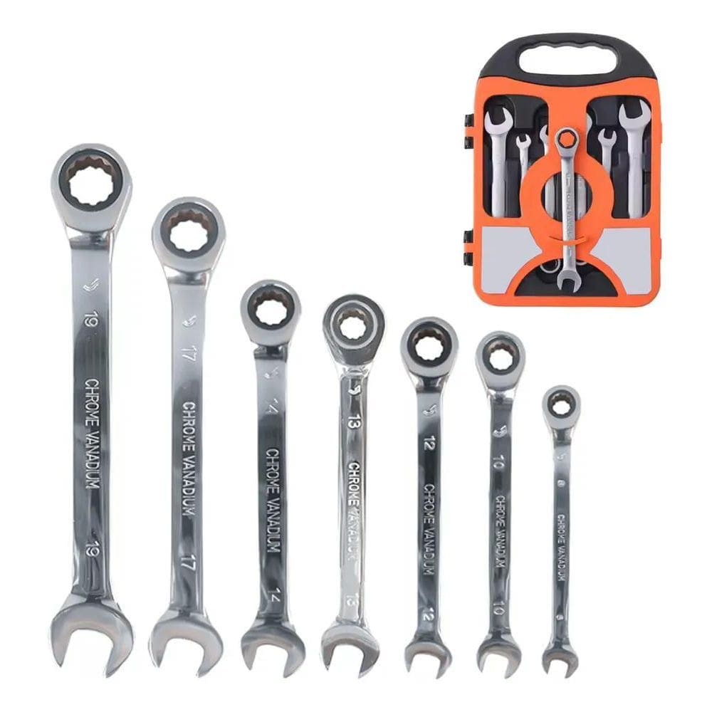 2X Jogo De Chave Combinada Catraca Com 7 Peças De Aço 08 A 1