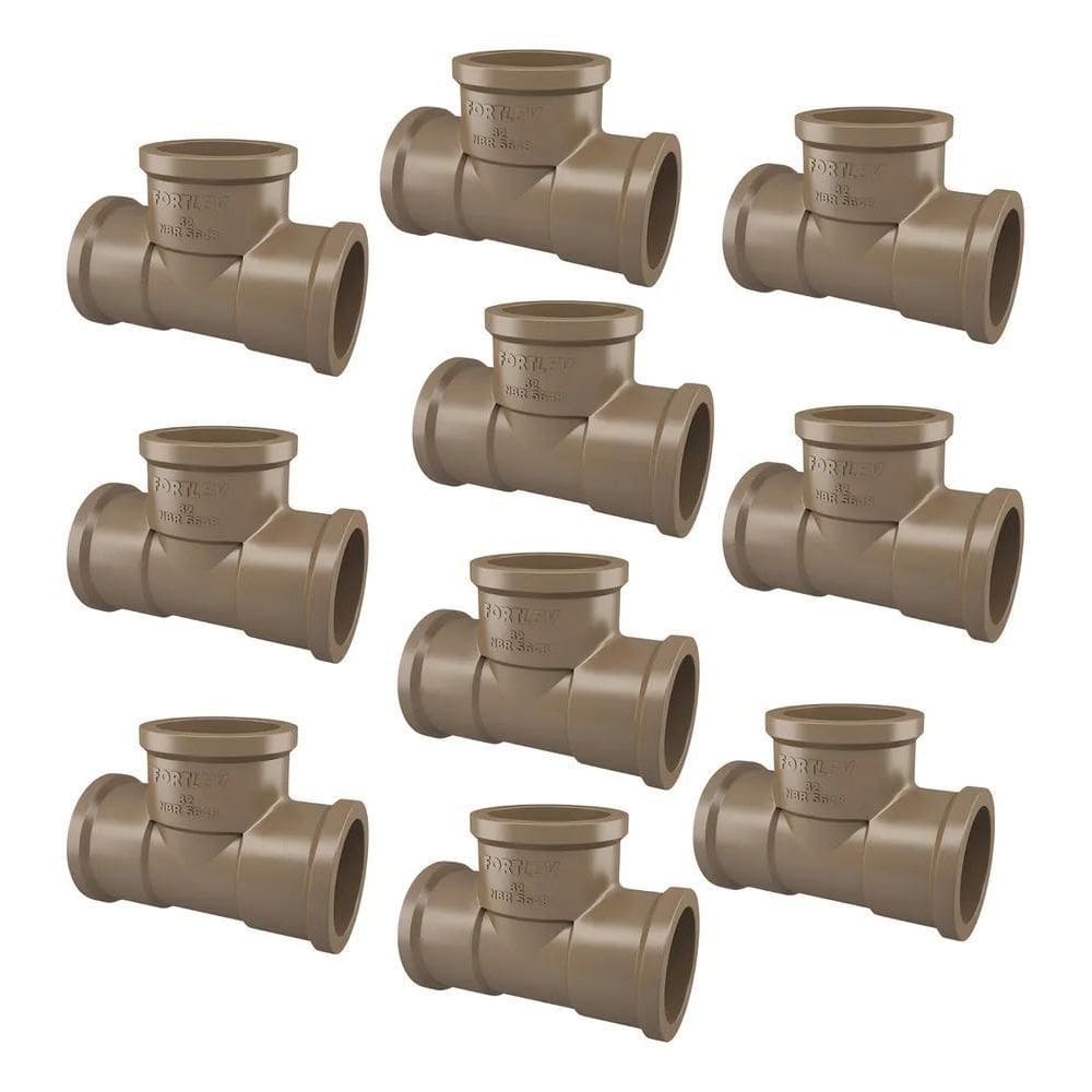 2X Kit Com 10 Tê Soldável 25Mm Em Pvc Fortlev