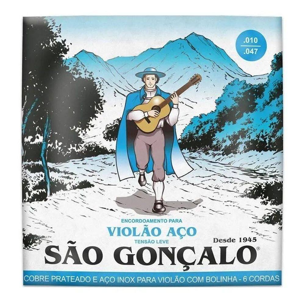 2X Encordoamento Cordas Violão Aço Bolinha 010 047 São Gonça