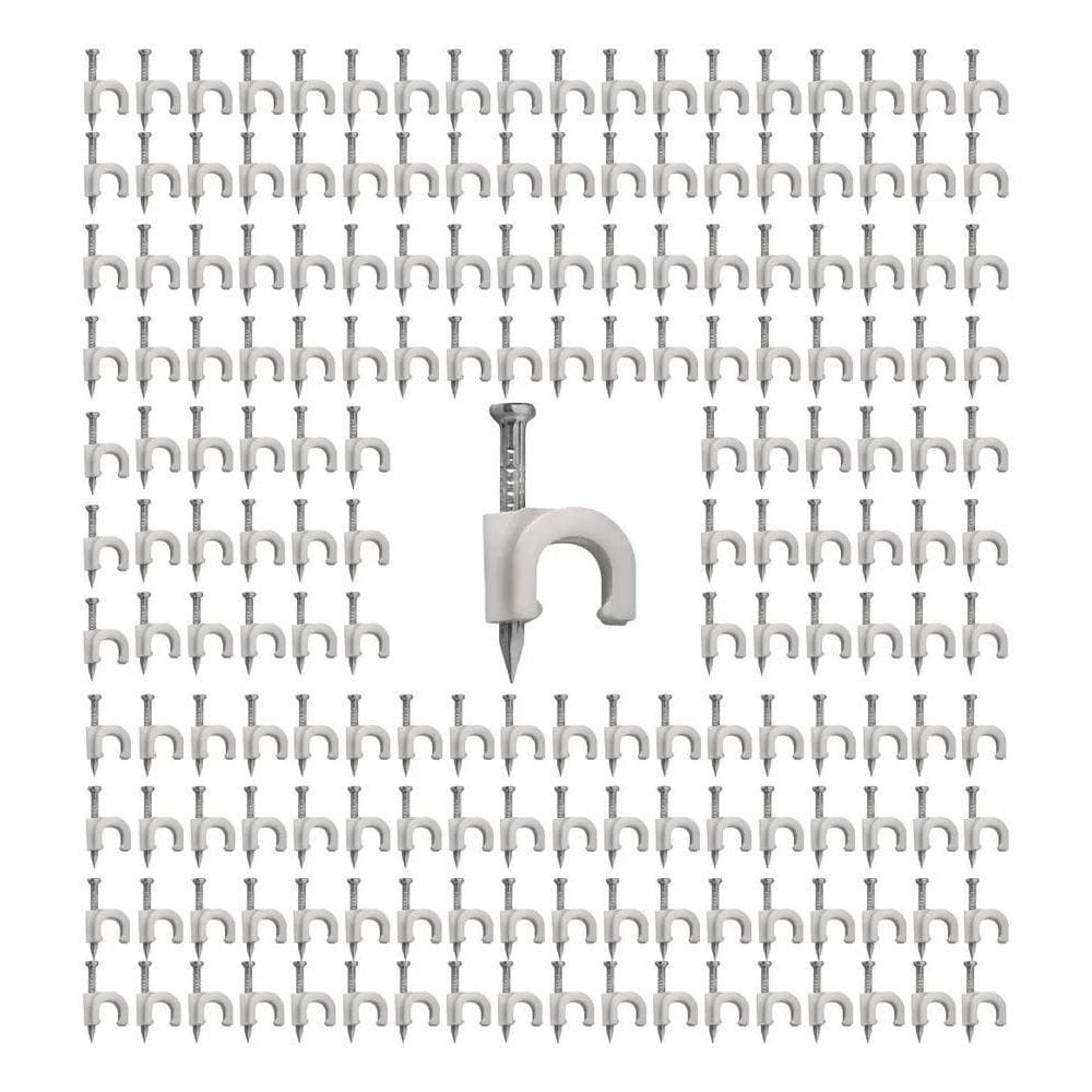 2X Kit 1000 Grampo Fixa Fio Cabo Coaxial Rg6 8Mm Branco Pret