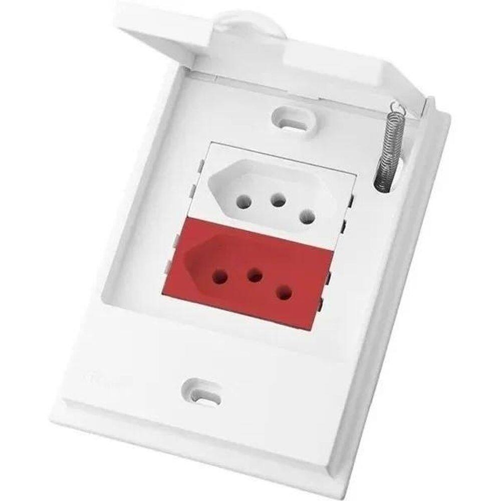 Tomada Dupla 10A+20A Vermelha Áreas Úmidas Jardim   Aquatic