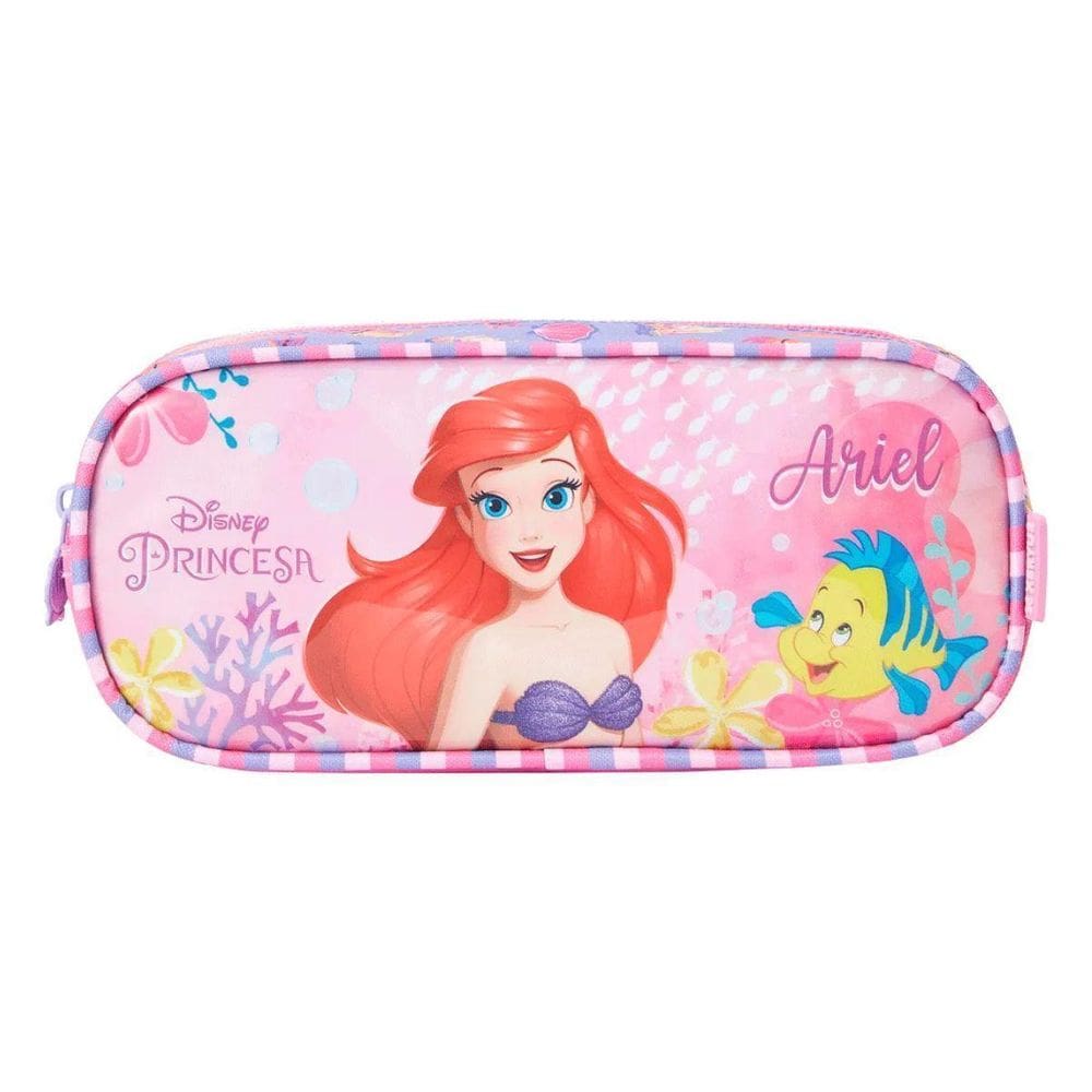 Estojo Simples Rosa Escolar Princesa Da Disney Ariel Xeryus
