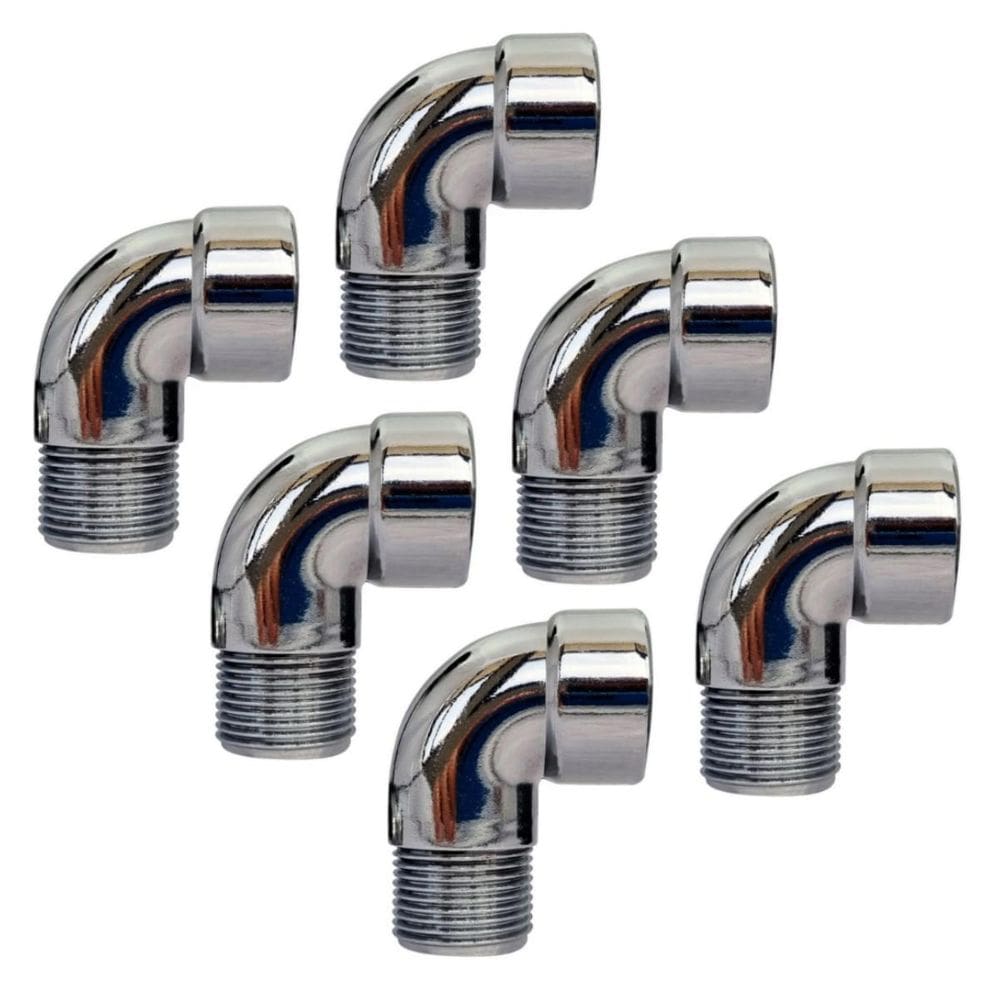Kit 6 Joelho Cotovelo Curva Metal Cromado Rm X Rf 3/4`` X90
