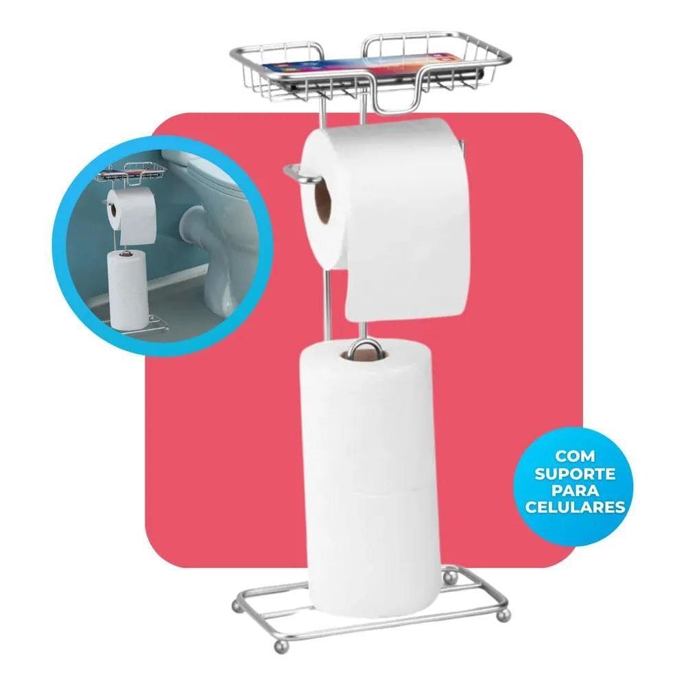 2X Porta Papel Higiênico De Chão Banheiro Lavabo Papeleira D