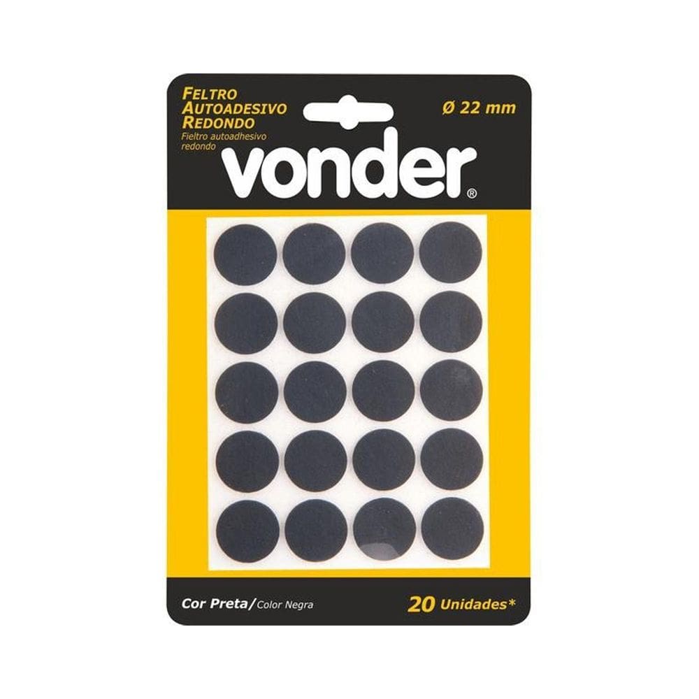 Feltro Autoadesivo Redondo Preto 22Mm Com 20 Un Vonder