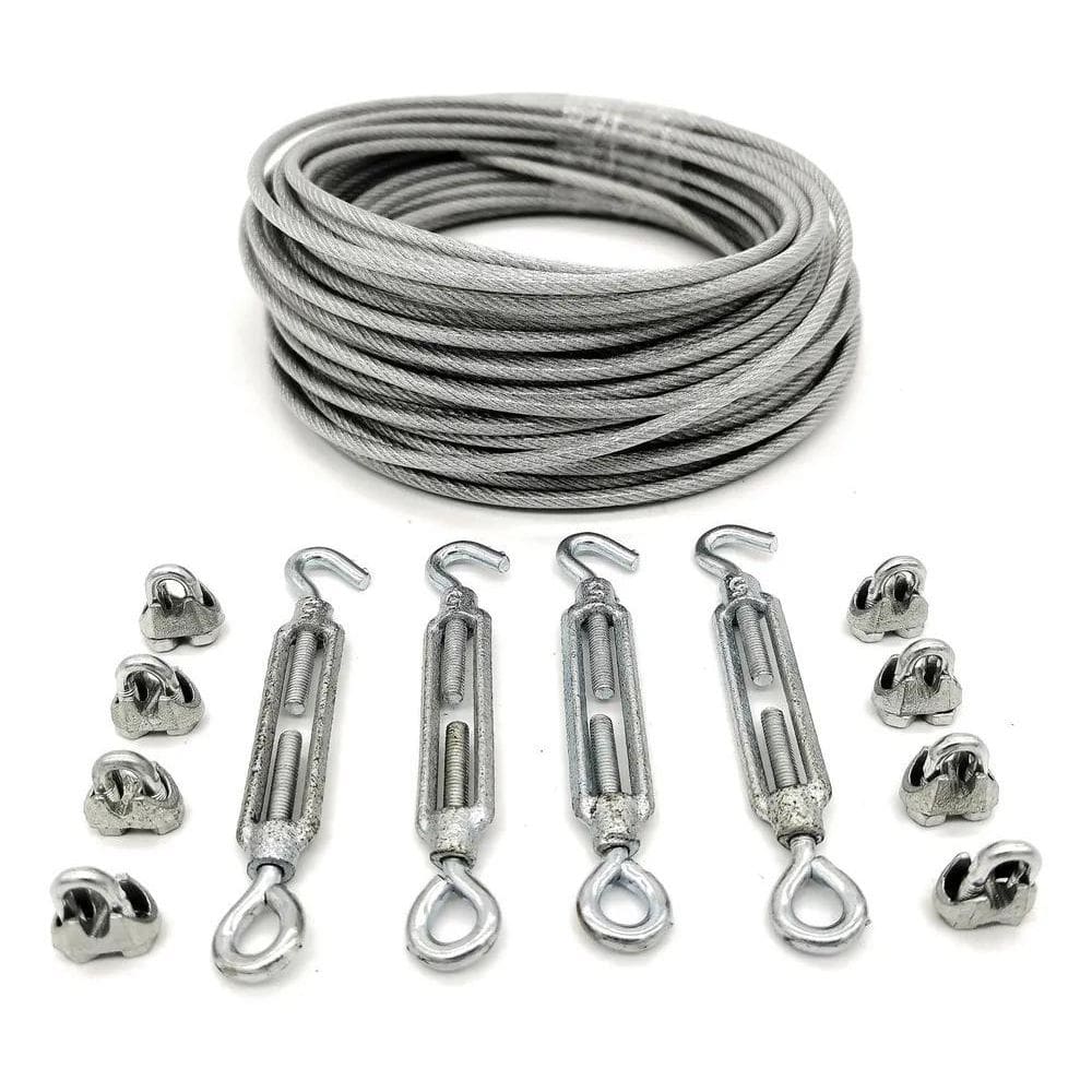 2X 20Mts Cabo Aço Revestido Pvc 3Mm Varal + 4Esticador + 8Cl