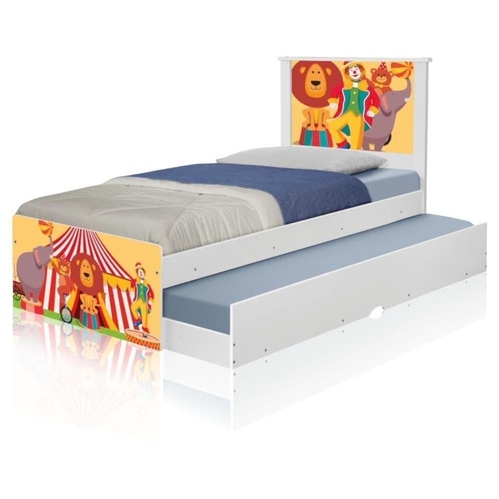 Bicama Juvenil Adesivada Palhaço Circo Com Colchões