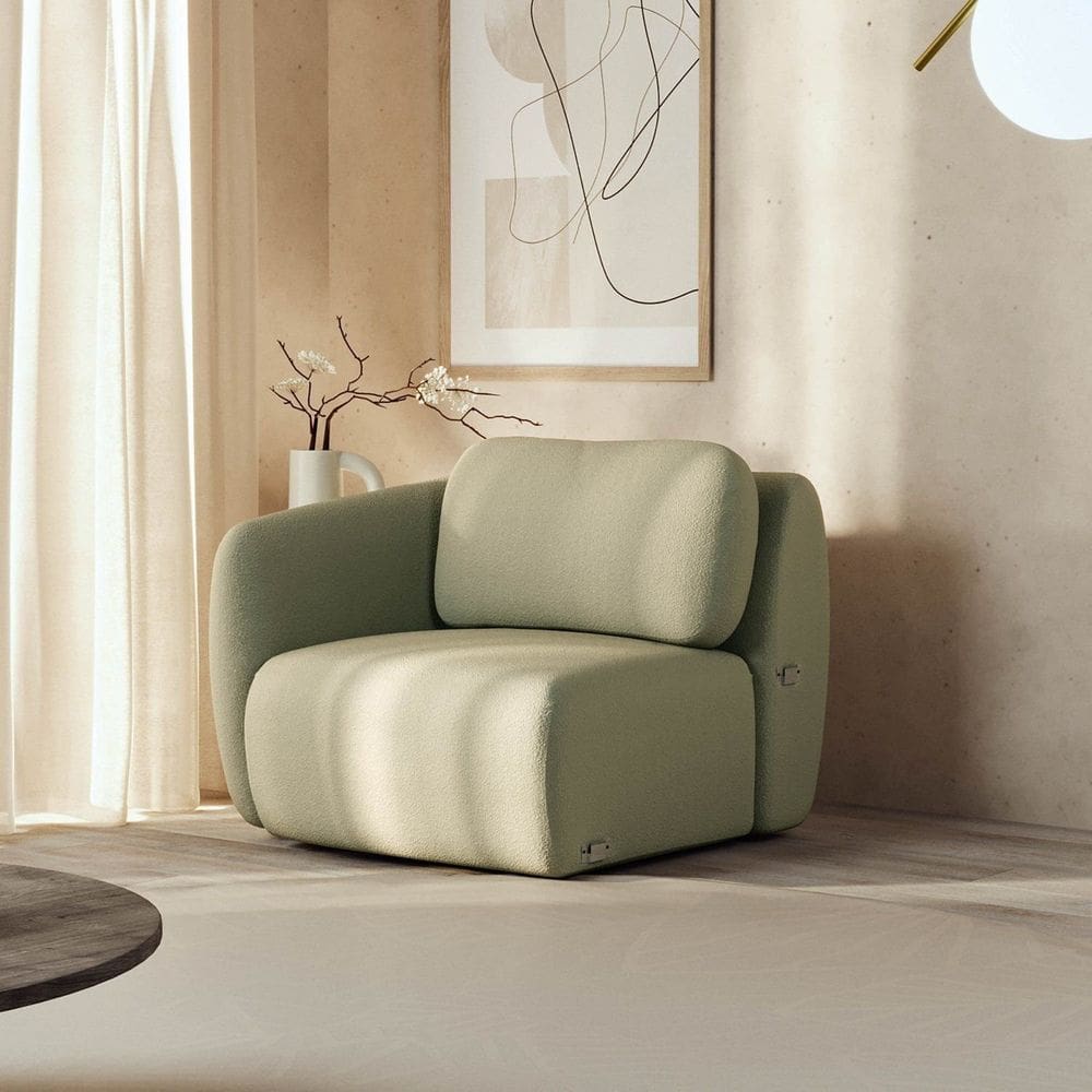 Sofá Modular 80cm com Braço Direito Orla Cabecasa Madeiramadeira Verde Água