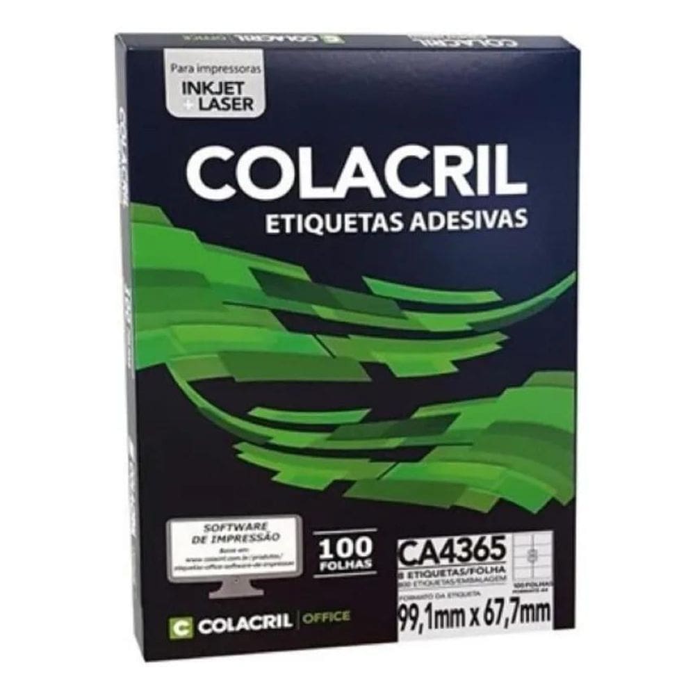 Etiqueta Impressora A4 99,1 X 67,7Mm 100 Fls Ca4365 Colacril