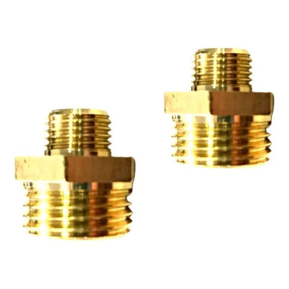 2X 2 Peças Niple Redução Conexão Latão 1/2 - 3/8 Rosca Bsp -