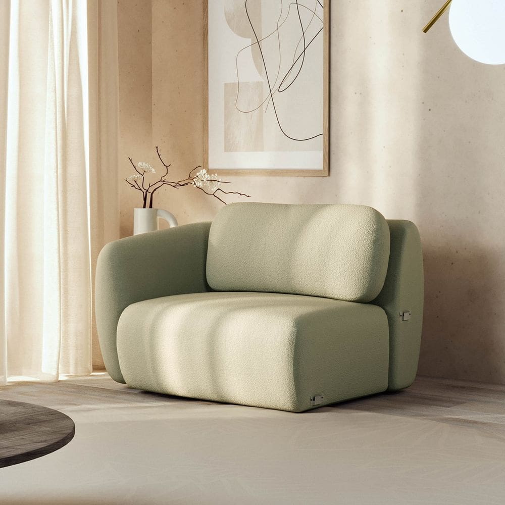 Sofá Modular 100cm com Braço Esquerdo Orla Cabecasa Madeiramadeira Verde Água