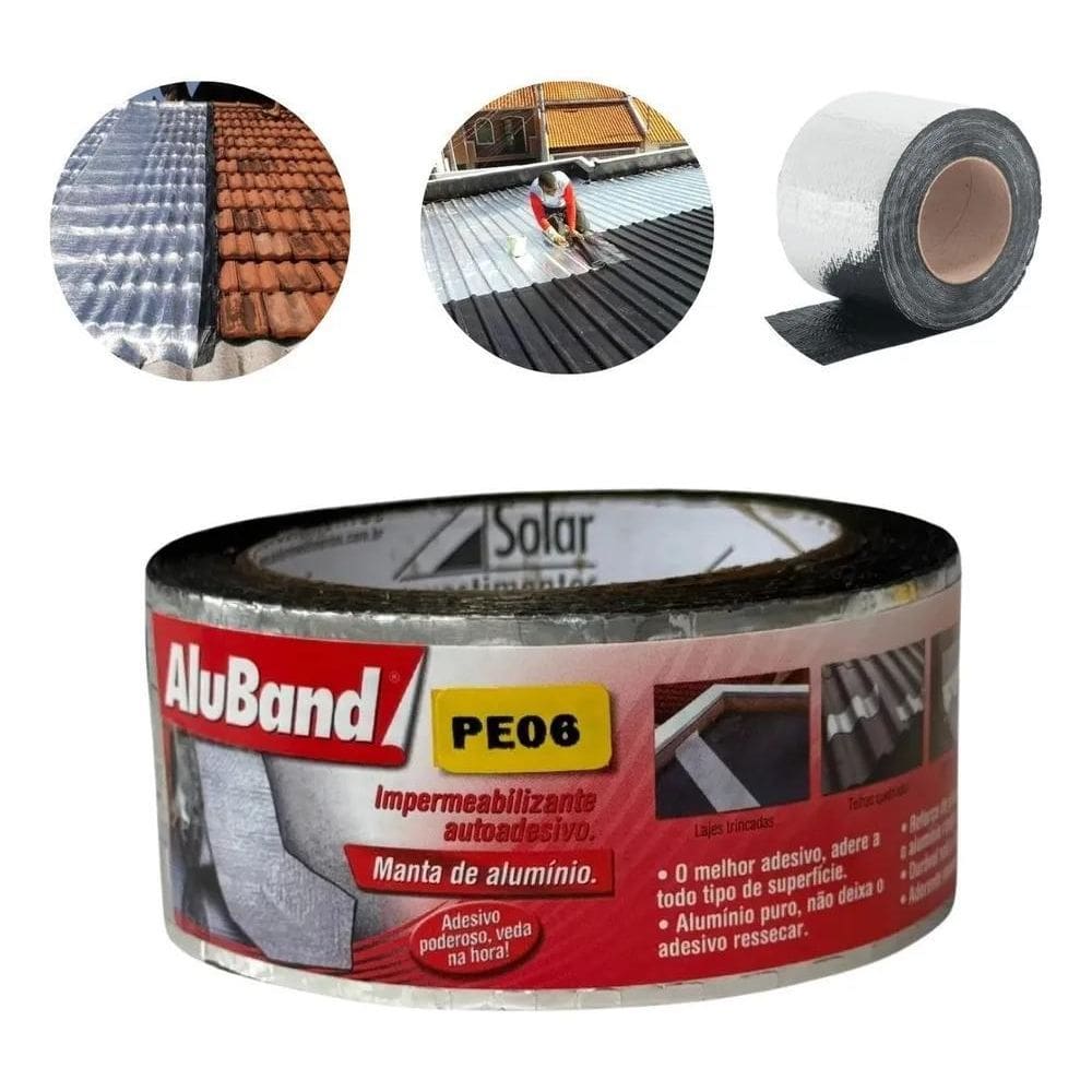 2X Manta Asfáltica Autoadesiva Alumínio Puro 5Cm X 5M Aluban
