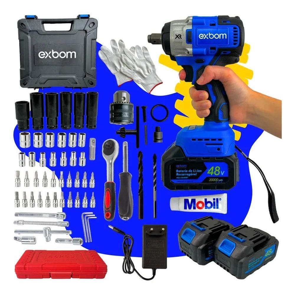 Kit Chave De Impacto Parafusadeira + Jogo Soquete 46 Peças