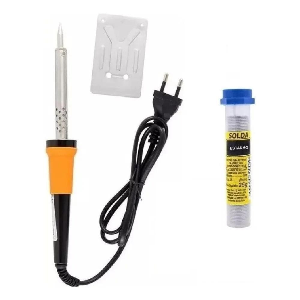 Kit Ferro Soldar Eda 30, 40 Ou 60 W + 1 Tubo Estanho 25 G