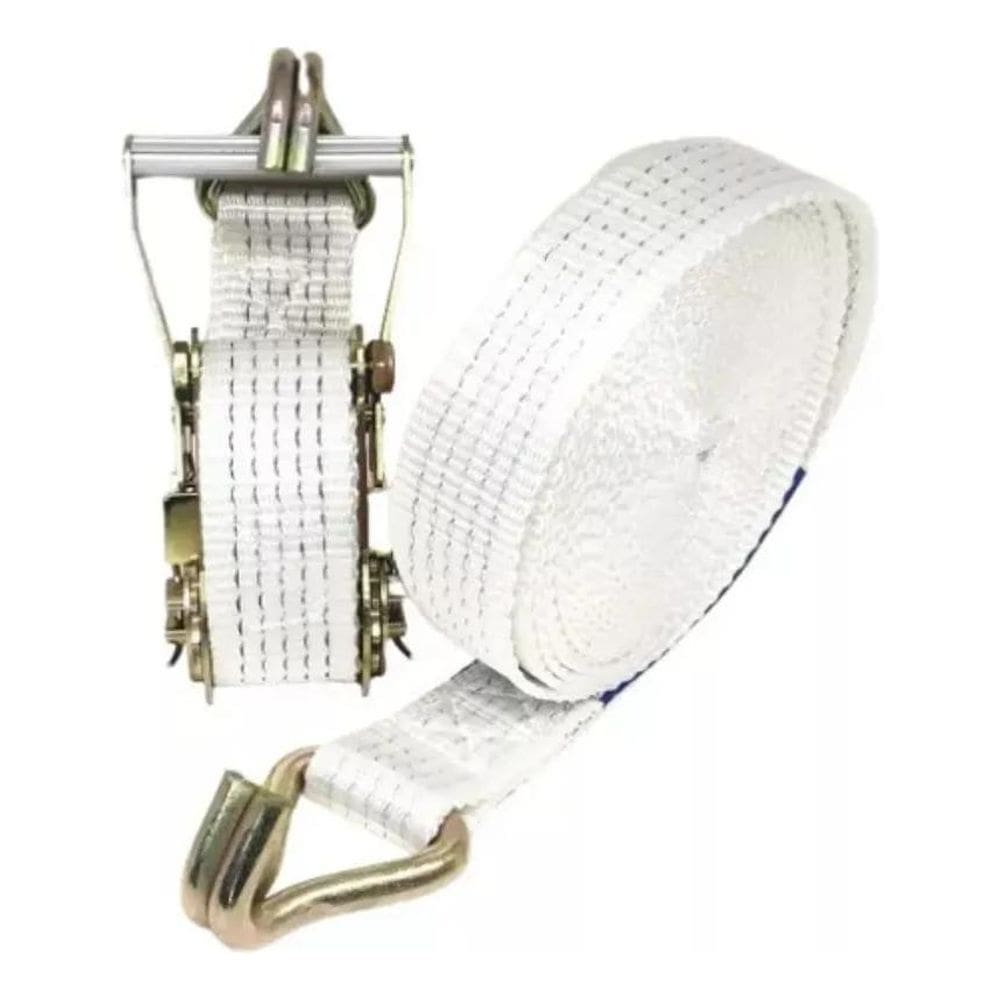 Kit Cinta E Catraca Amarração 5Ton Gancho J Cor Branco Multf