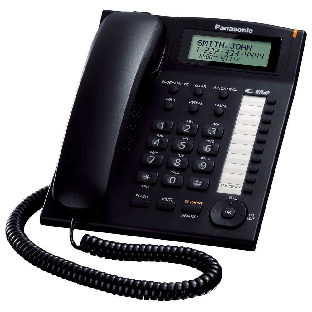 Telefone fixo Panasonic KX-TS880B integrado com fio preto