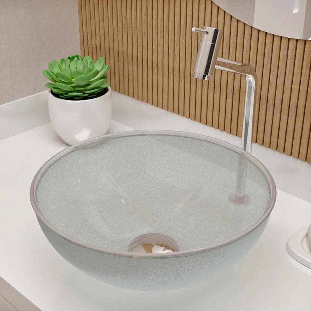 2X Cuba Pia De Apoio Vidro Redonda 29Cm Transparente Para Ba