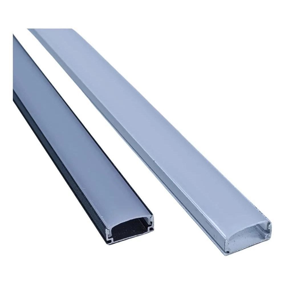 2X Kit Perfil Sobrepor 17Mm Aluminio Para Fita Led 2 Metros