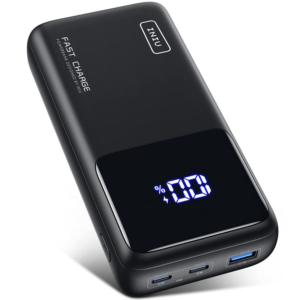 Carregador de laptop Power Bank INIU 25000mAh 65W USB C de 3 saídas