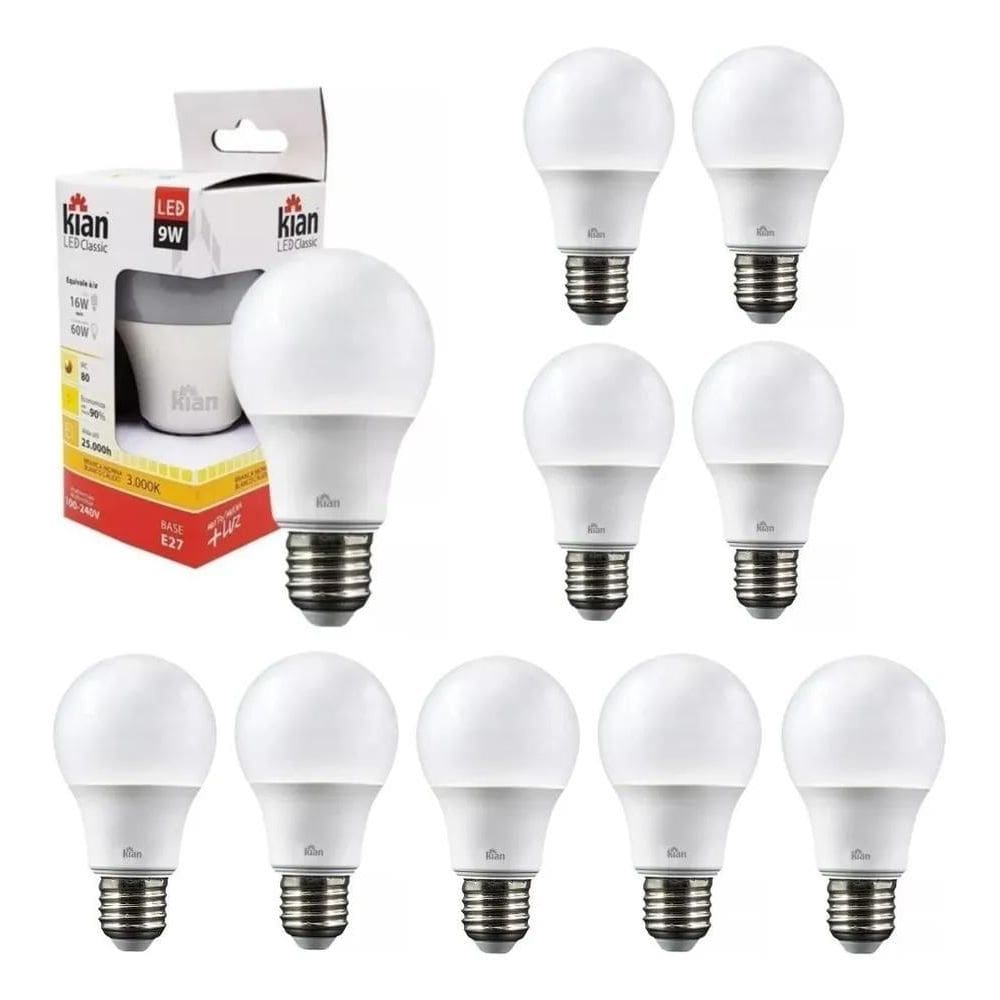 2X Kit 10 Lâmpadas Led 9W 3000K Branco Quente Biv Amarela Ki