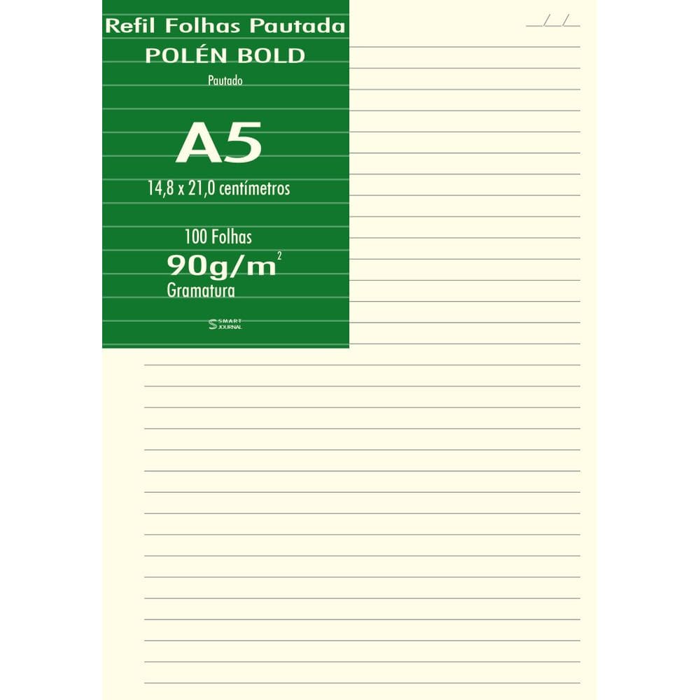 Papel Polen A5 Bold 90G Pautado 100 Folhas 21X14,8Cm A5