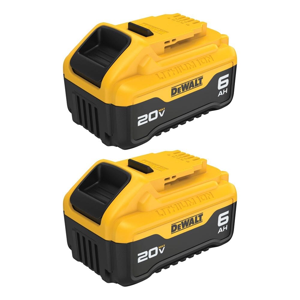 Bateria DEWALT 20V MAX 6 Ah, íon de lítio, pacote com 2 unidades (DCB206-2)