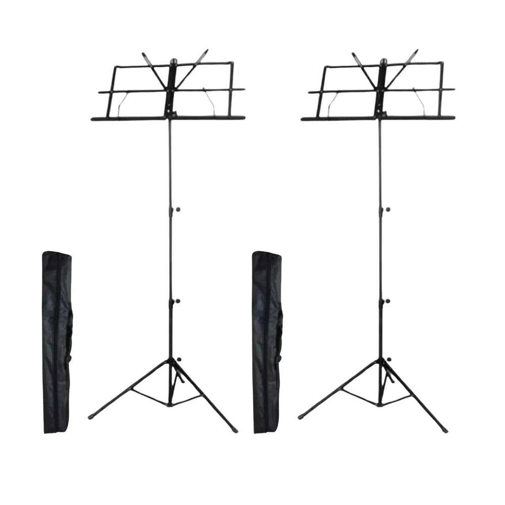 Kit 2 Estante De Partitura Desmontável Preta Com Bag Smart