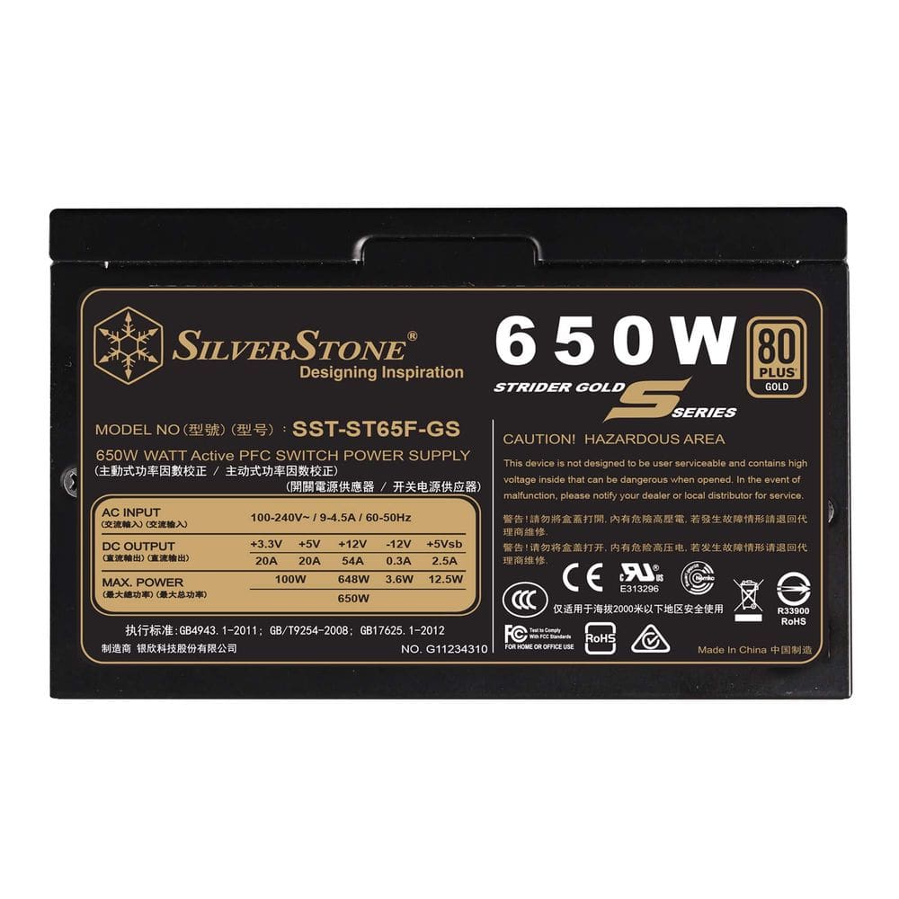 Fonte de alimentação para computador SilverStone Technology 650W 80 Plus Go
