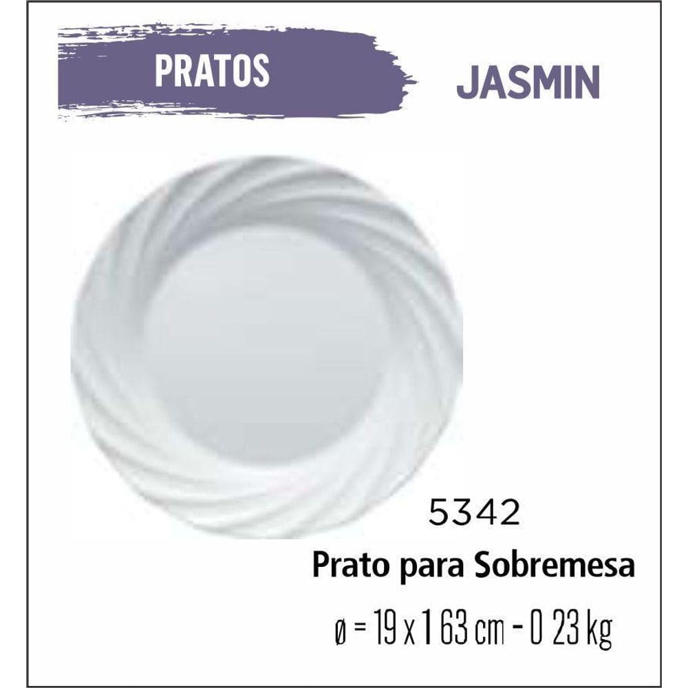 Jogo De Prato Jasmin 06 Pratos Sobremesa - Lanche -19Cm Br